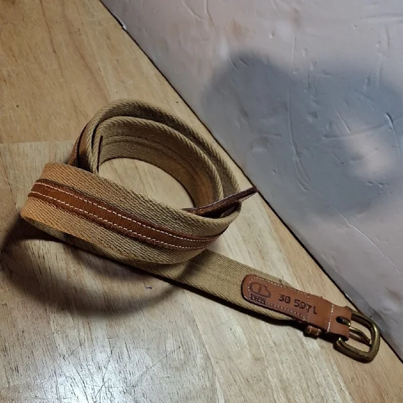 Dooney & Bourke Tan and Brown Belt Vintage Dooney Bourke Preppy Woven Belt 34 Brass Buckle  main image 4